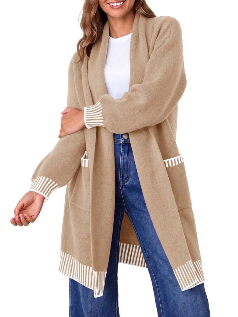 Womens Fall Oversized Cardigan Open Front Sweaters with Pockets
